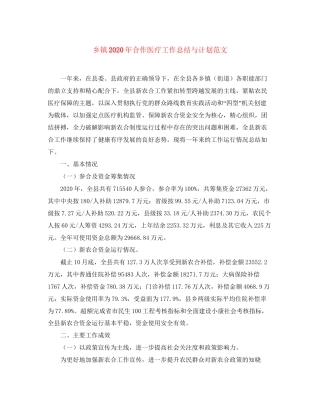 乡镇年合作医疗工作总结与计划范文