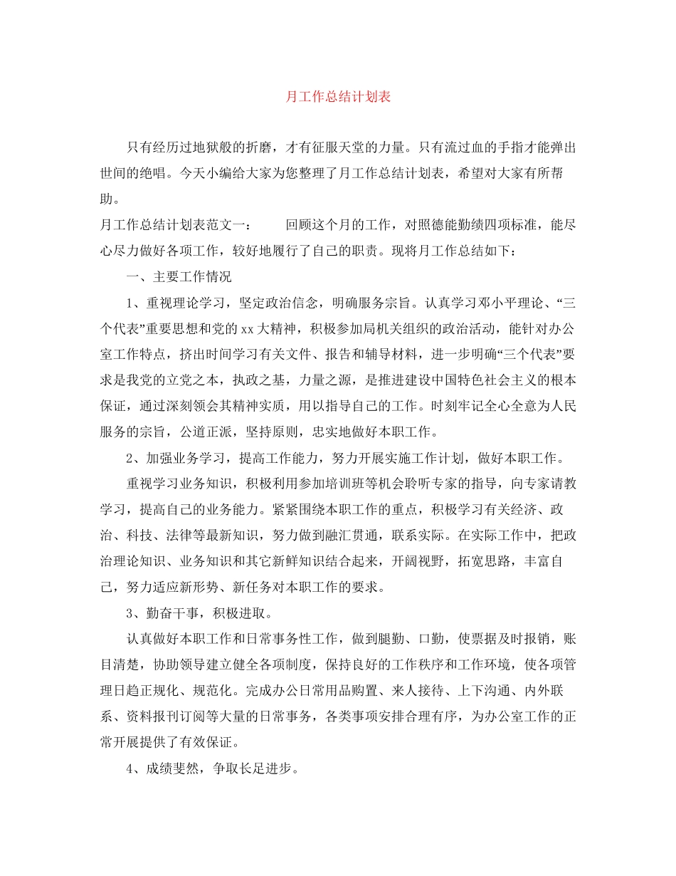 月工作总结计划表_第1页