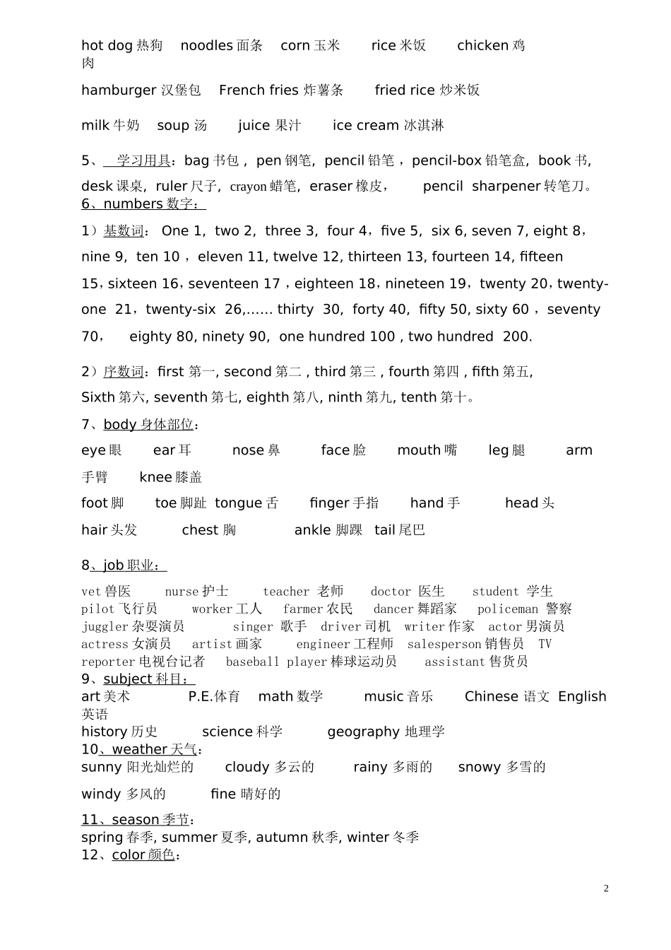 小学英语毕业考试总复习资料小学六年级英语总复习_第2页