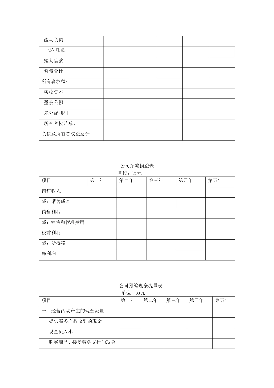 公司创业成本预算表模板_第2页