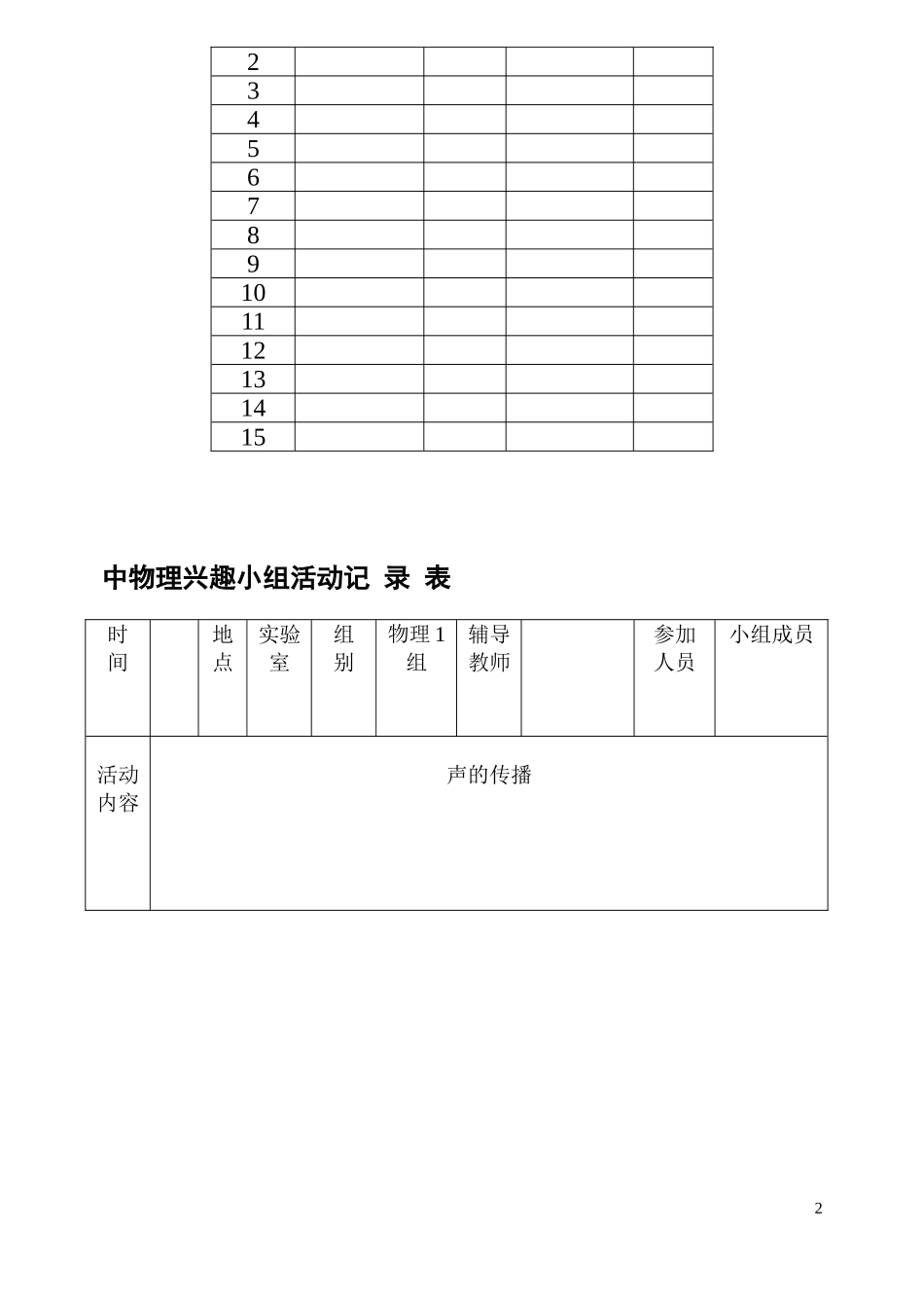 王岗中学物理兴趣小组活动记录表上_第2页