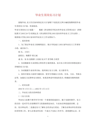 毕业生顶岗实习计划2
