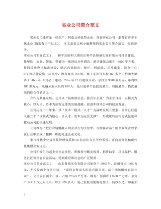 实业公司简介范文 