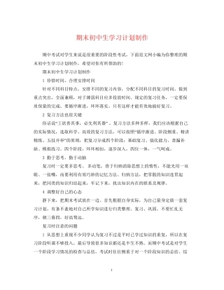 期末初中生学习计划制作
