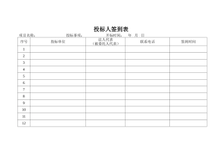 投标人签到表