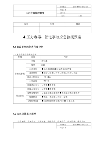 压力容器与压力管道应急预案