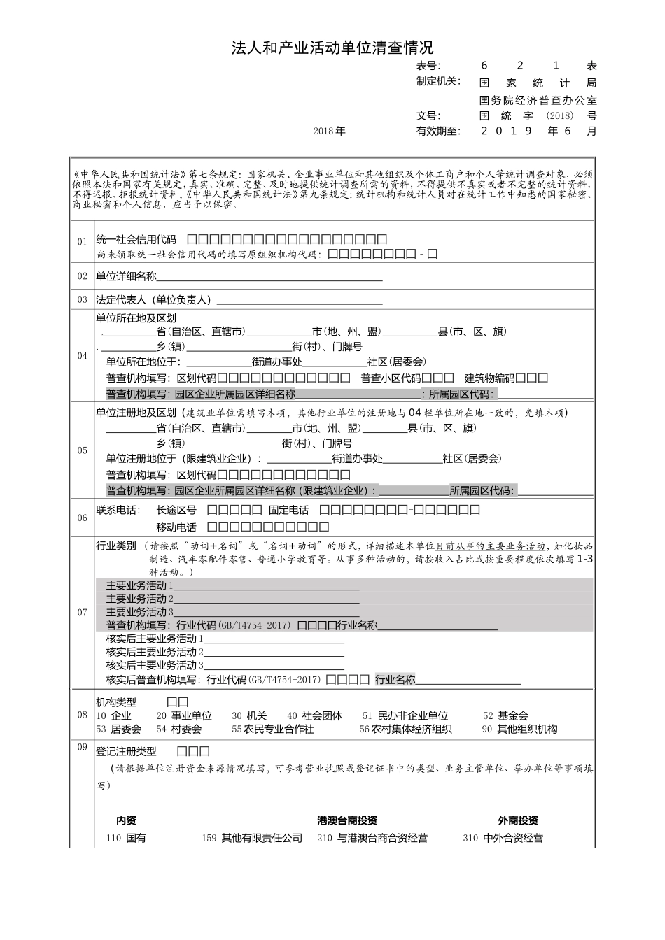 法人和产业活动单位清查情况(621表)_第1页