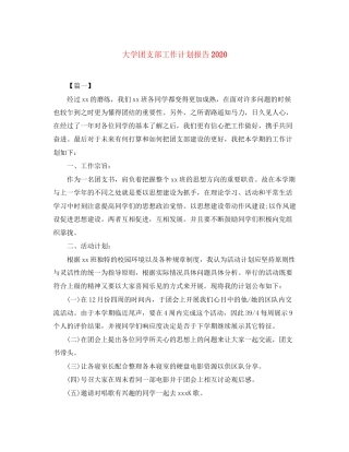 大学团支部工作计划报告