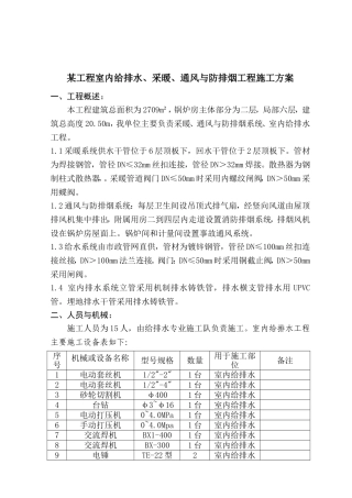 室内给排水施工方案范例