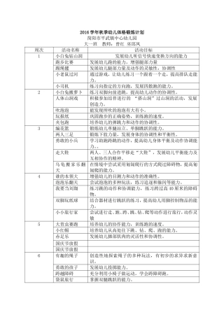 大一班幼儿体格锻炼计划表222