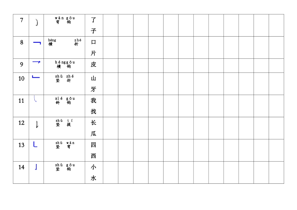 汉字笔画书写练习表_第2页