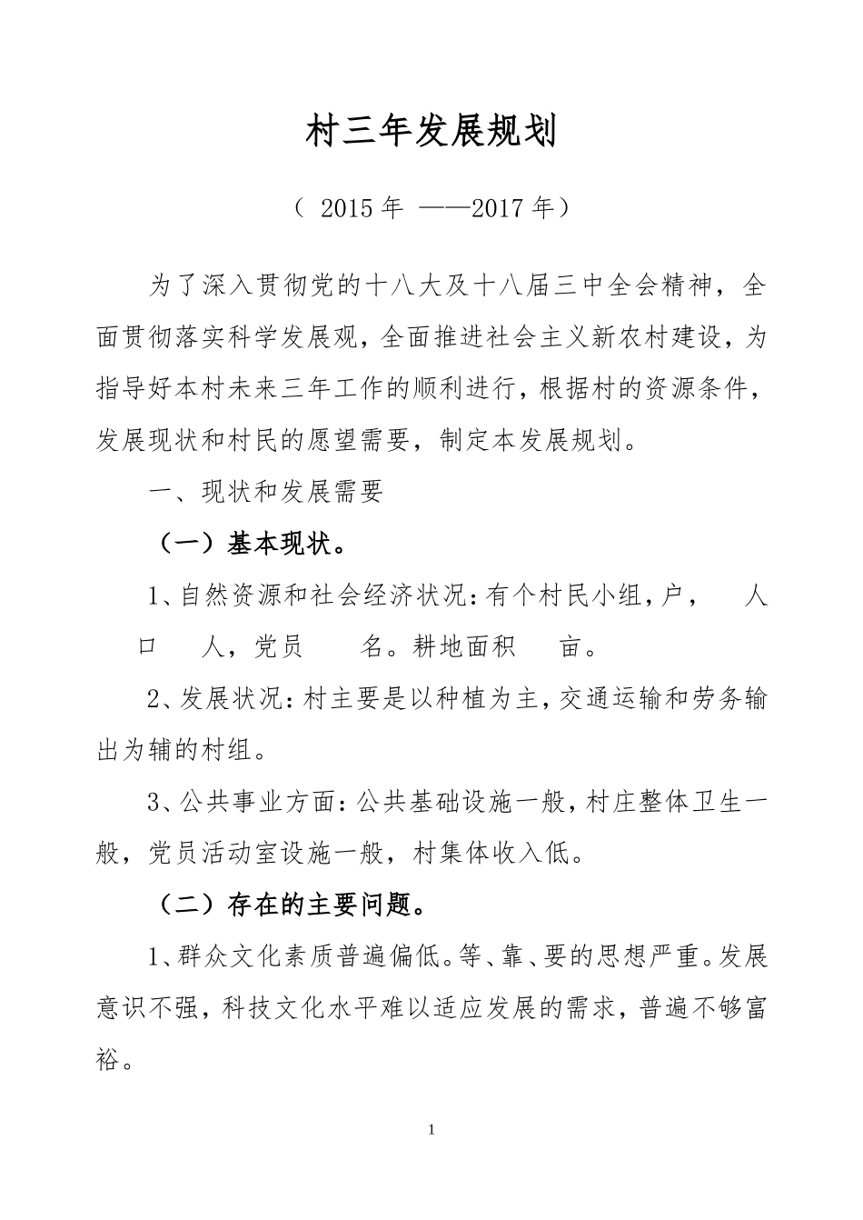 村三年发展规划_第1页