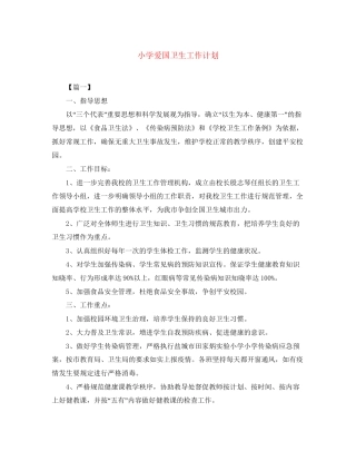 小学爱国卫生工作计划
