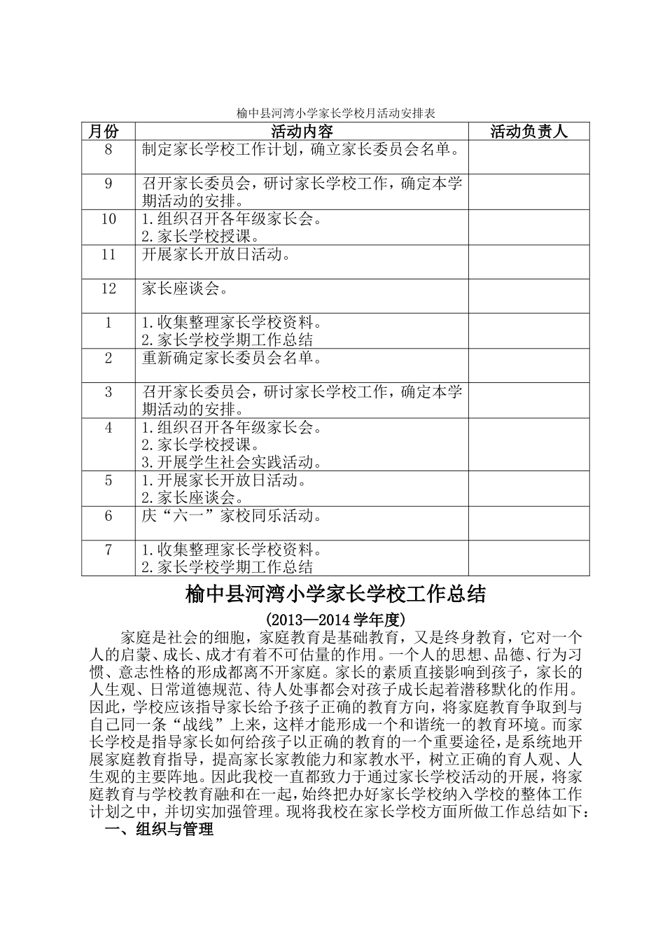 家长学校工作计划。总结_第2页
