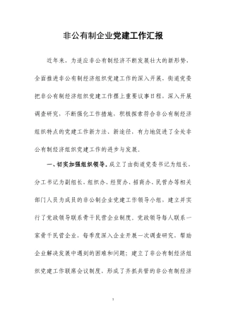 非公有制企业党建工作汇报