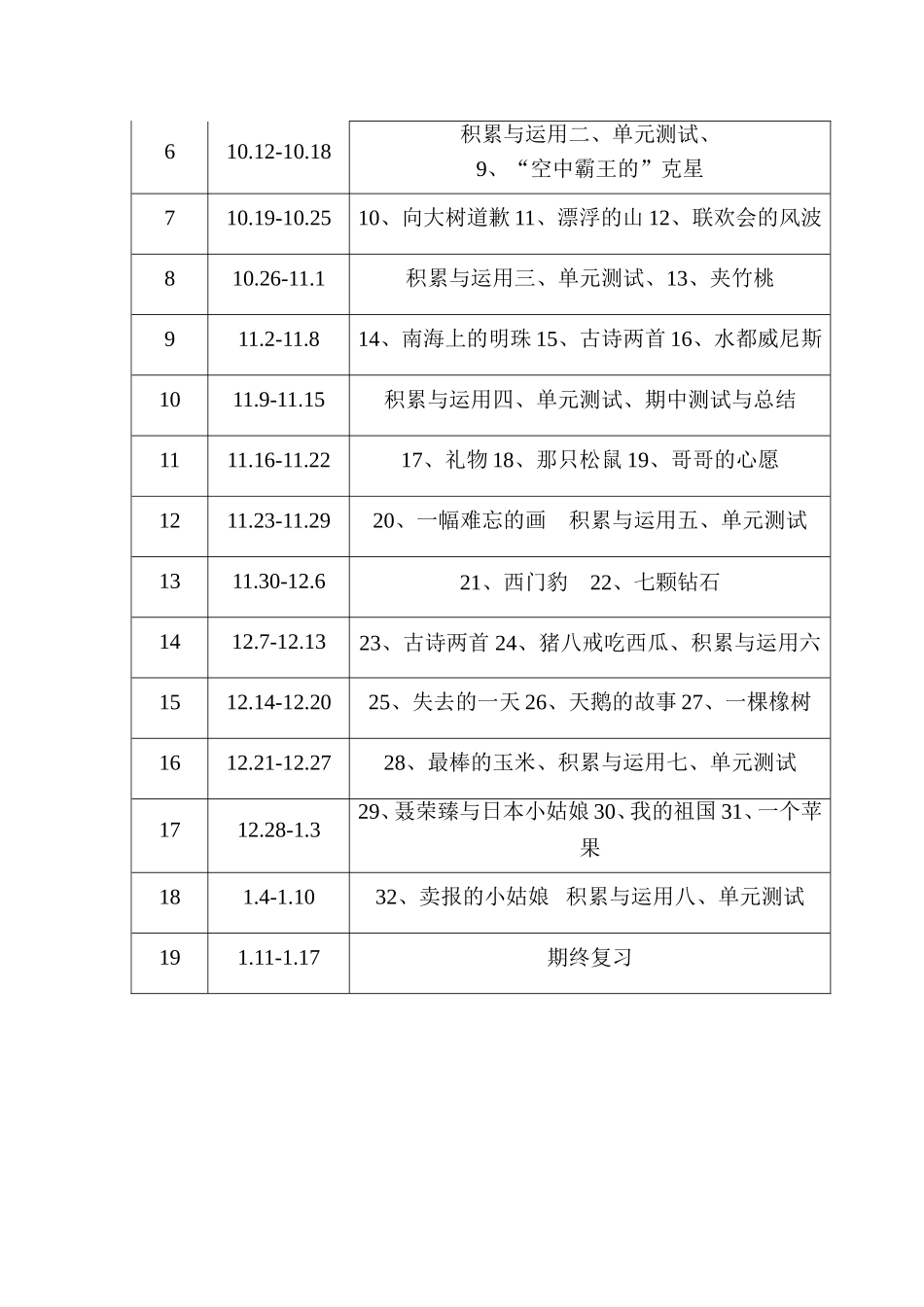 西师大版小学语文四年级上册教学计划-2_第3页