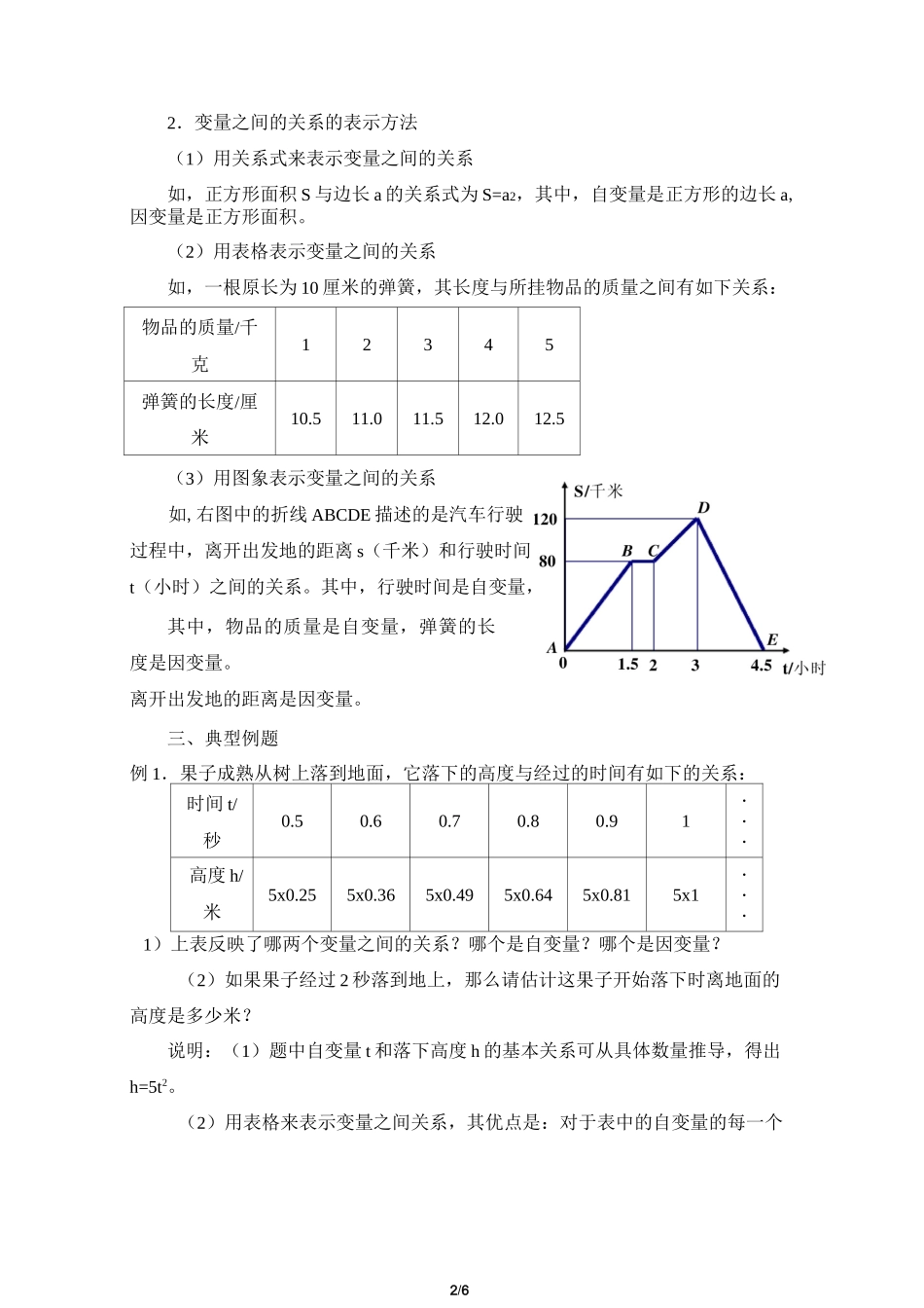 《变量之间的关系》复习教案1_第2页