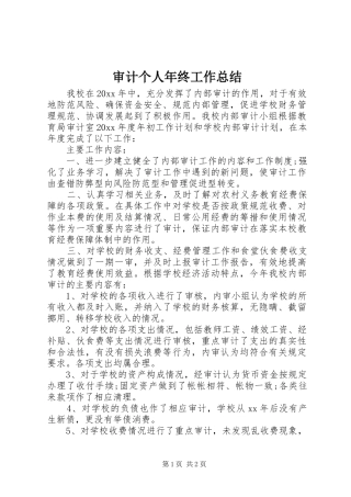 审计个人年终工作总结 