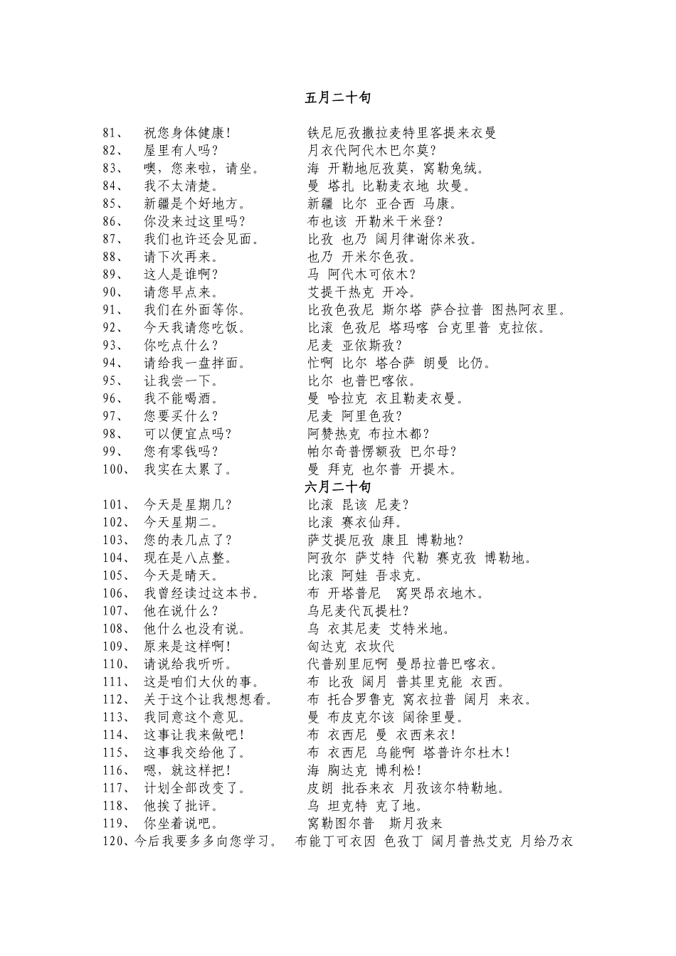 汉维语对照表及日常用语大全_第3页