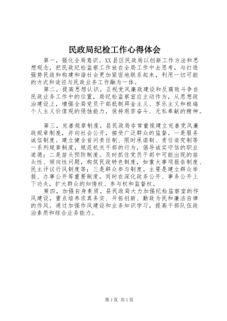 民政局纪检工作体会心得