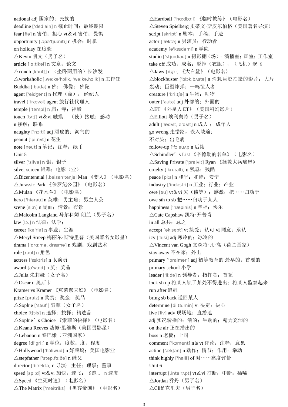 高一英语词汇表(含音标、分单元)_第3页