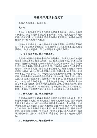 师德师风建设表态发言