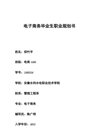 电子商务—大学生职业生涯规划