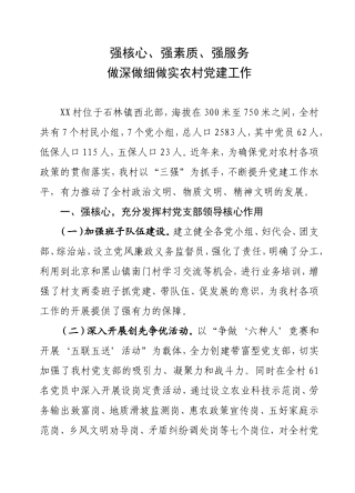 村党建工作汇报材料