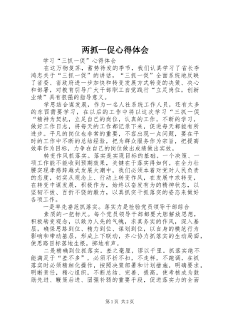 两抓一促体会心得