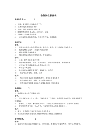 会务岗位职责表