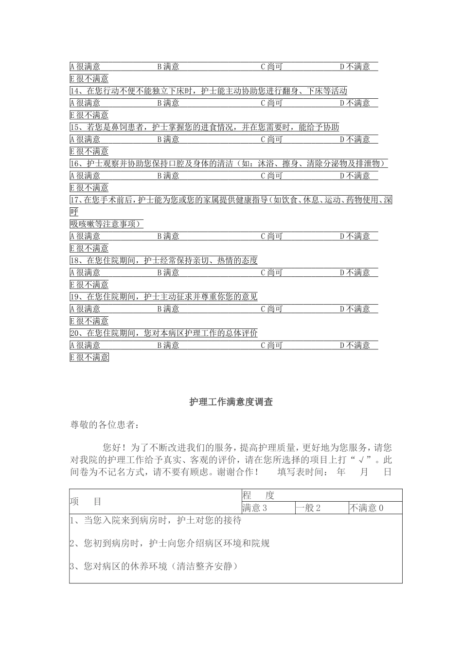 患者对护理工作满意度调查表_第2页