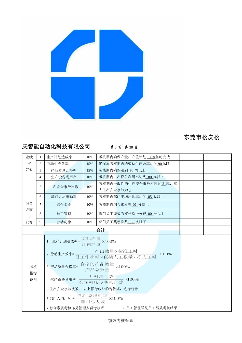 机加车间各岗位绩效考核方案_第3页