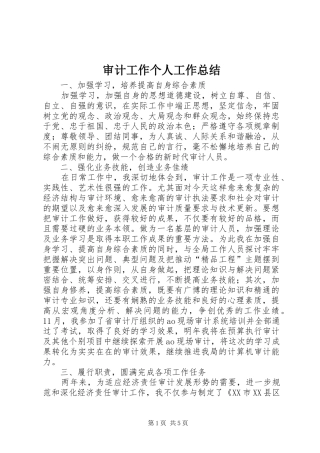 审计工作个人工作总结 