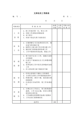 公司员工考核表细则及方法