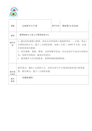集体备课公顷和平方千米1王艳花