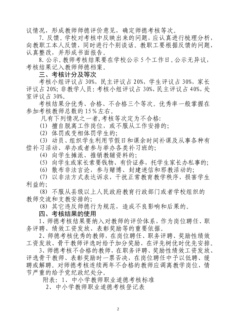 中小学教师职业道德考核办法_第2页
