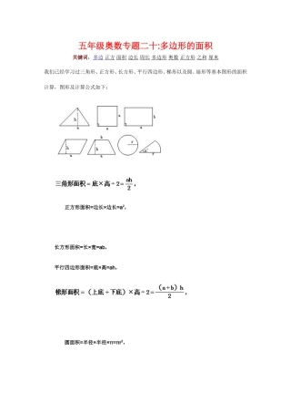 五年级奥数专题二十：多边形的面积