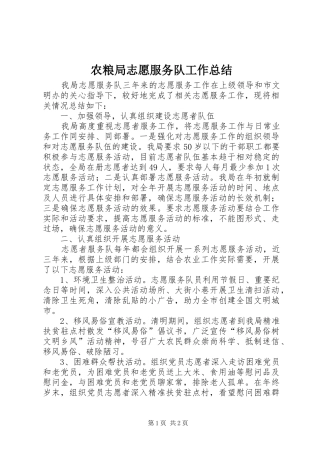 农粮局志愿服务队工作总结 