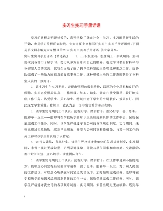 实习生实习手册评语 