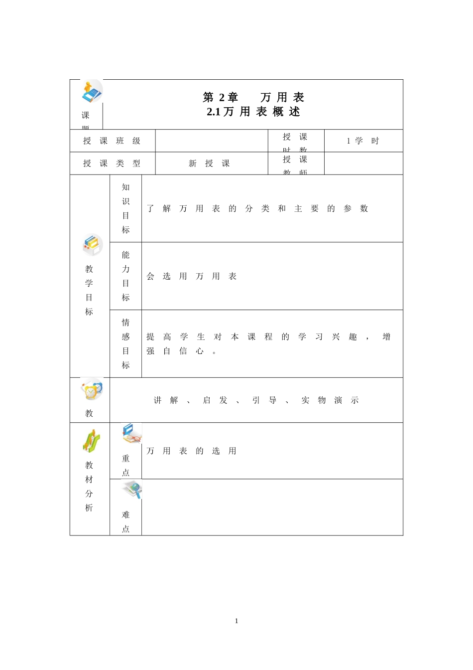 万用表概述-教案_第1页