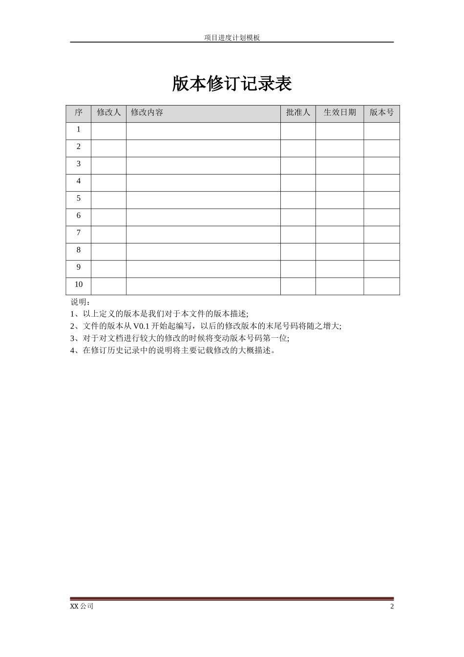 项目进度计划模板_第2页
