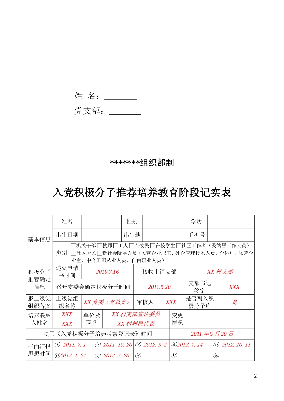 党员发展全程记实制度样表_第3页