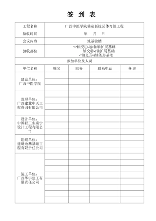 地基验槽签到表