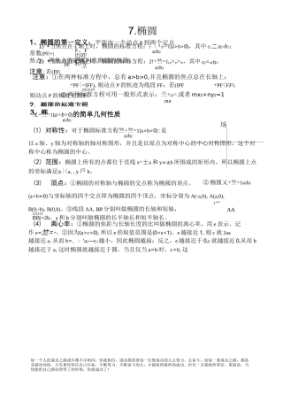 高中数学椭圆讲义及例题