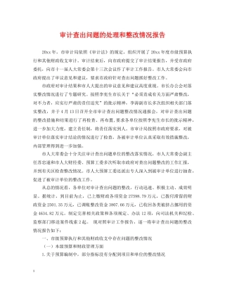 审计查出问题的处理和整改情况报告 