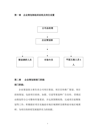 策划部人员架构及岗位职责