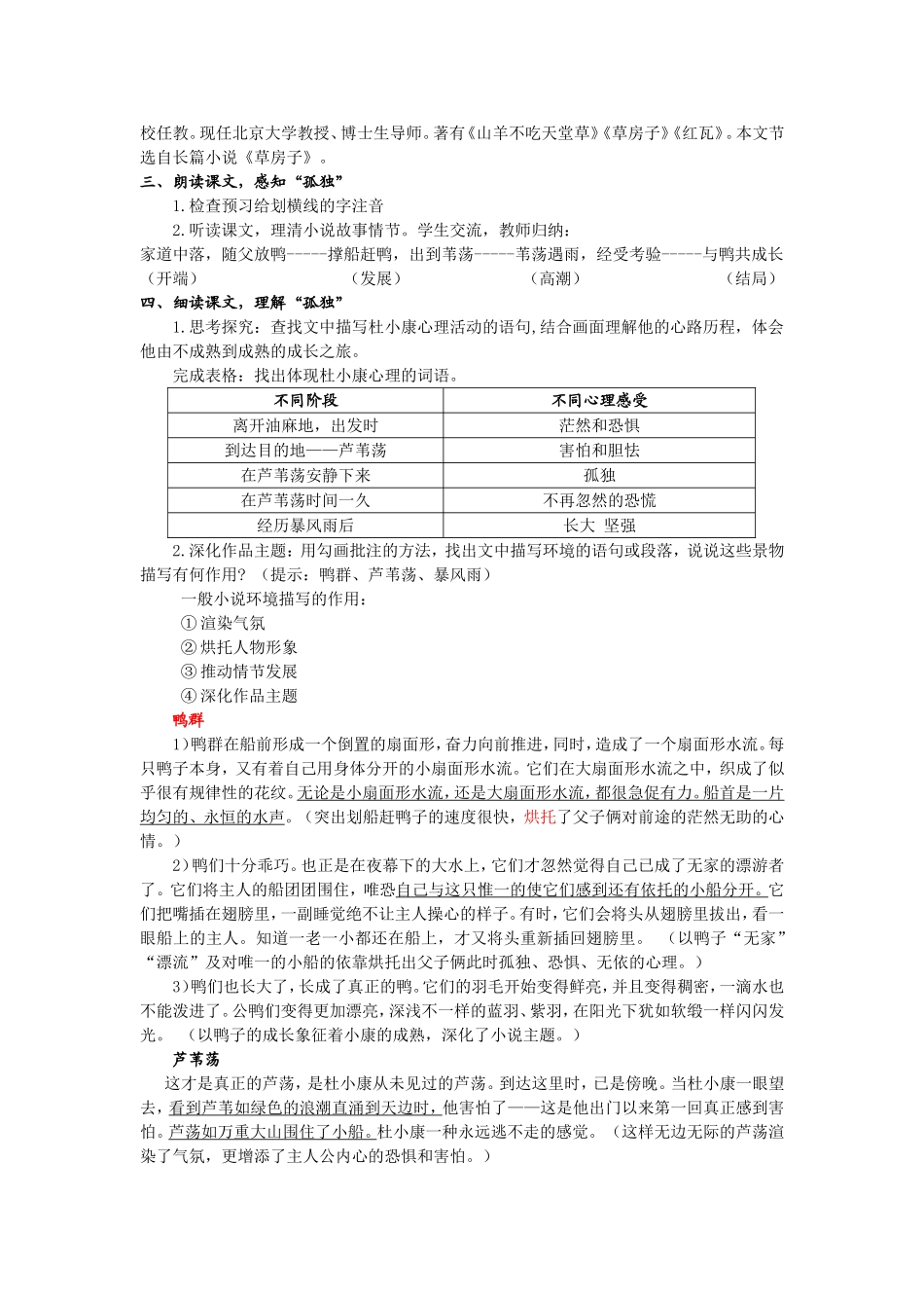 公开课获得一等奖《孤独之旅》教学设计_第2页