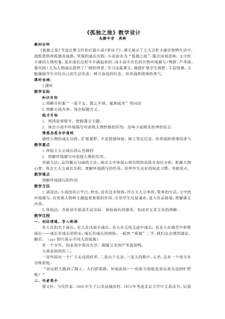 公开课获得一等奖《孤独之旅》教学设计