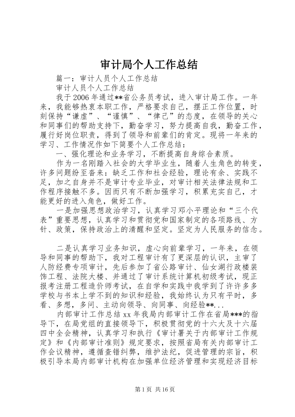 审计局个人工作总结 _第1页