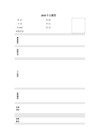 个人简历模板大全2018